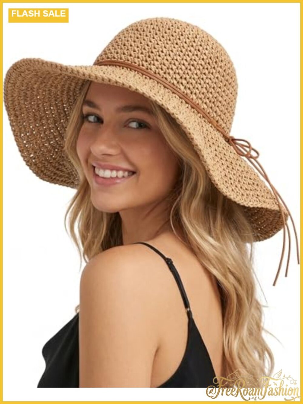 Paper Straw Floppy Wide Brim Sun Hat Packable Adjustable Beach Summer